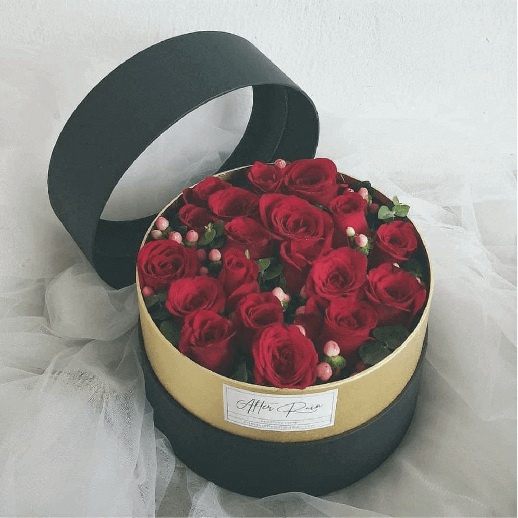 Red Roses Fresh Flower Box by AFTERRAINFLORIST