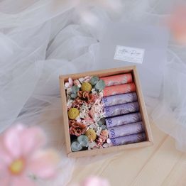 Dried flower Square gift box with bank notes by AfterRainFLorist, Pj(Malaysia) Florist,KL & Selangor Flower Delivery Service